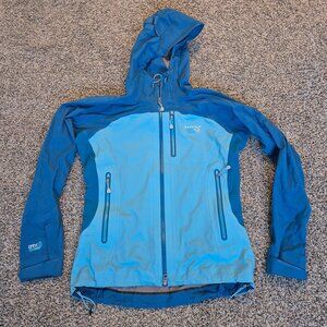 Mountain Hardwear Jacket Dry Q Elite Blue Waterproof Hood Outdoor Womens Medium